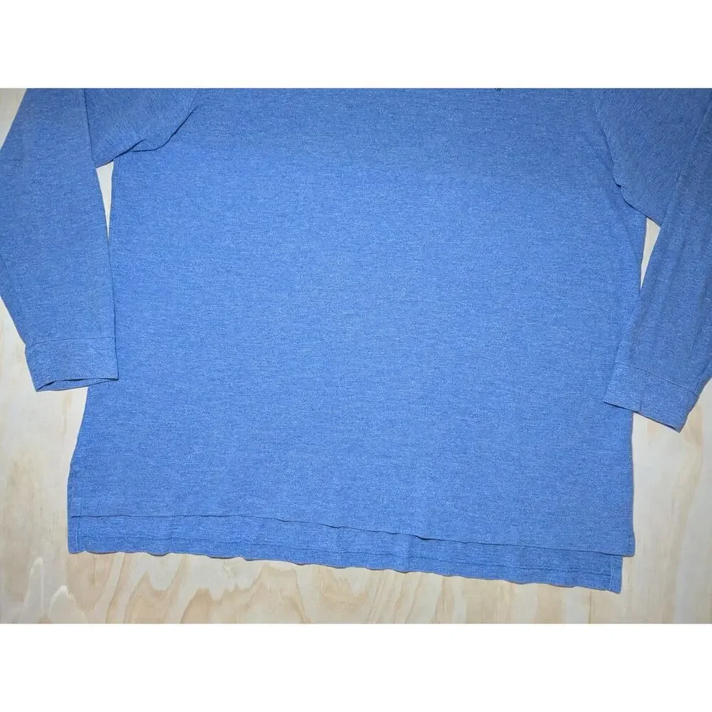 Polo Ralph Lauren Men's 4XLT Long Sleeve Polo Shirt Heathered Blue Tall Cotton
